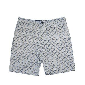 Michael Strahan Mens 36 Modern Fit Blue Leaf Print Chino Shorts Cotton Blend